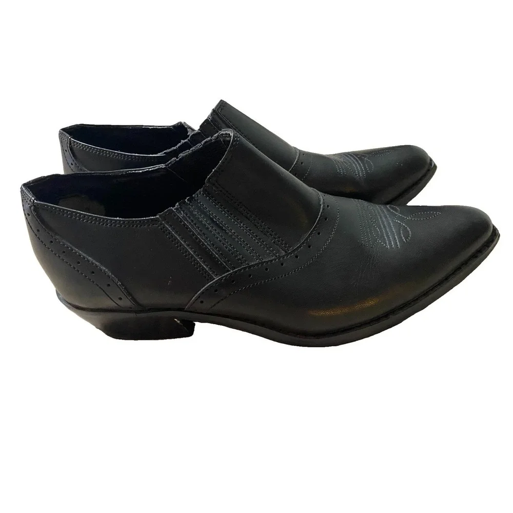 Dingo Women's Size 10M Black Leather Western Ankle Boots Loafers Slip On
